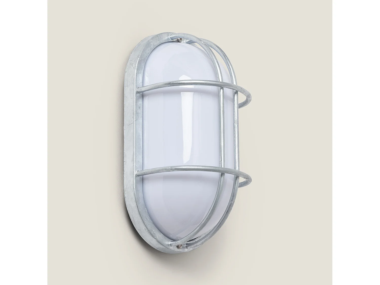 Plafonnier Extérieur Ovale 260x146 mm Hublot Acier Galvanisé Fjord  Argent