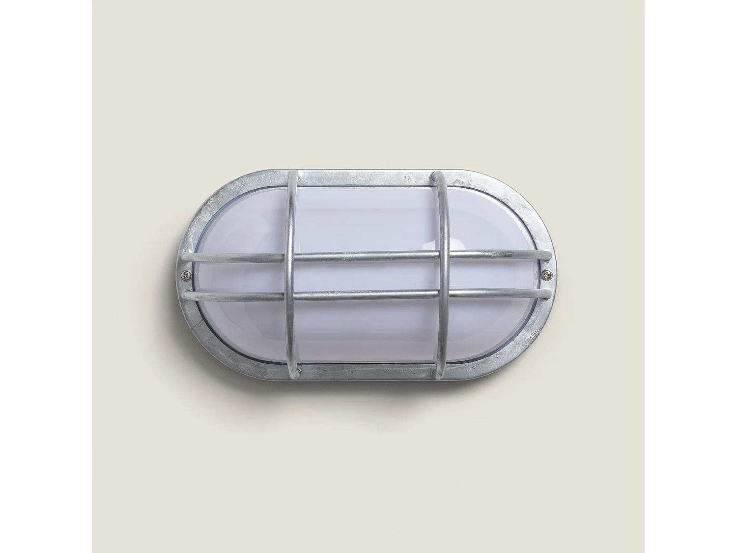 Plafonnier Extérieur Ovale 260x146 mm Hublot Acier Galvanisé Fjord  Argent