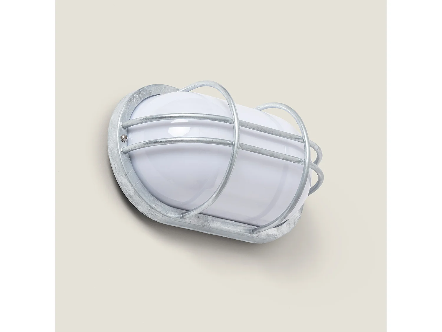 Plafonnier Extérieur Ovale 260x146 mm Hublot Acier Galvanisé Fjord  Argent