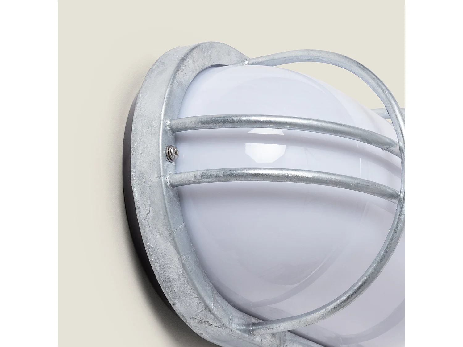 Plafonnier Extérieur Ovale 260x146 mm Hublot Acier Galvanisé Fjord  Argent