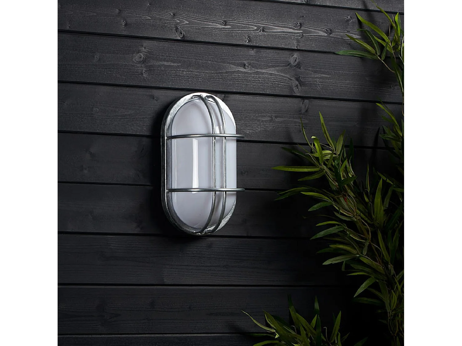 Plafoniera Ovale per Esterno 260x146 mm Fjord Acciaio Zincato Argento