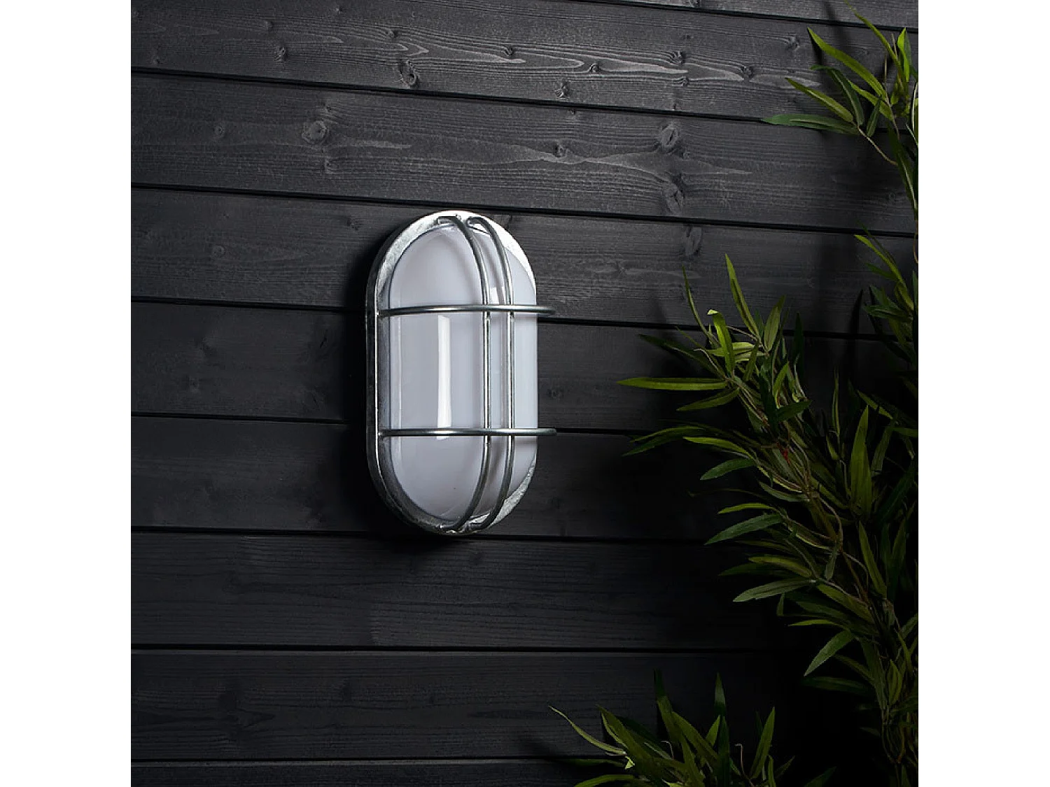 Plafoniera Ovale per Esterno 260x146 mm Fjord Acciaio Zincato Argento