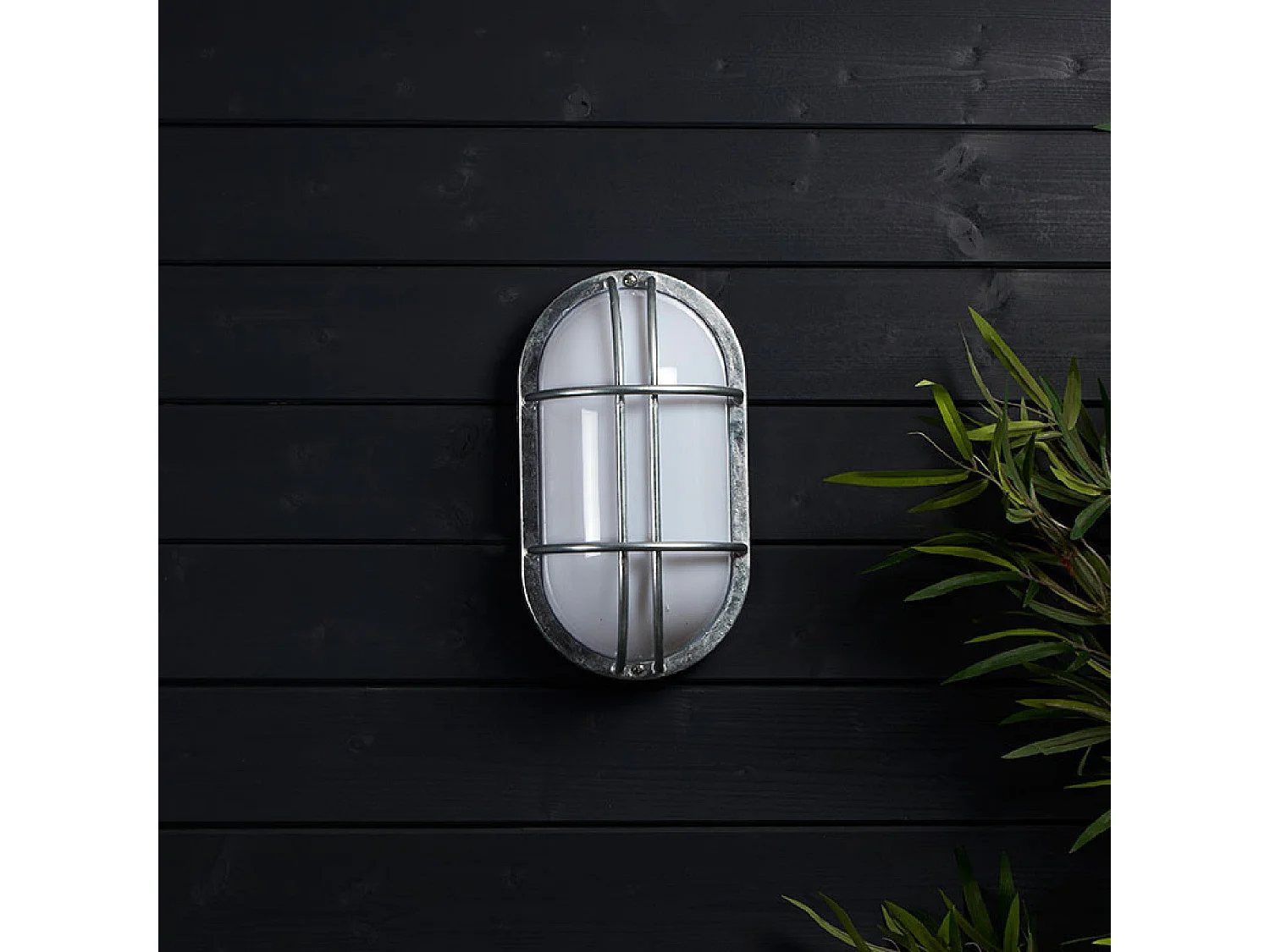Plafoniera Ovale per Esterno 260x146 mm Fjord Acciaio Zincato Argento