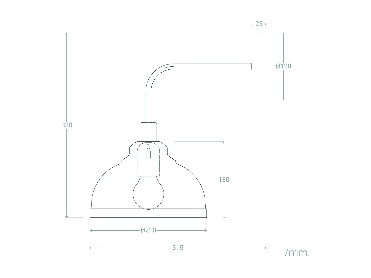 Applique Murale Métal 1 Spot Saloon pour ampoule E14 Laiton