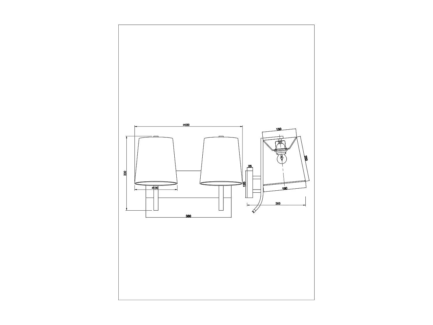 Lampada da Parete Metallo 2 Faretti Eikho Bianco