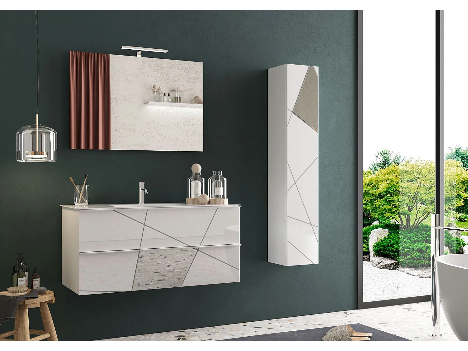 Ensemble salle de bain VITTORIA blanc brillant, 101 x 53 x 47 cm