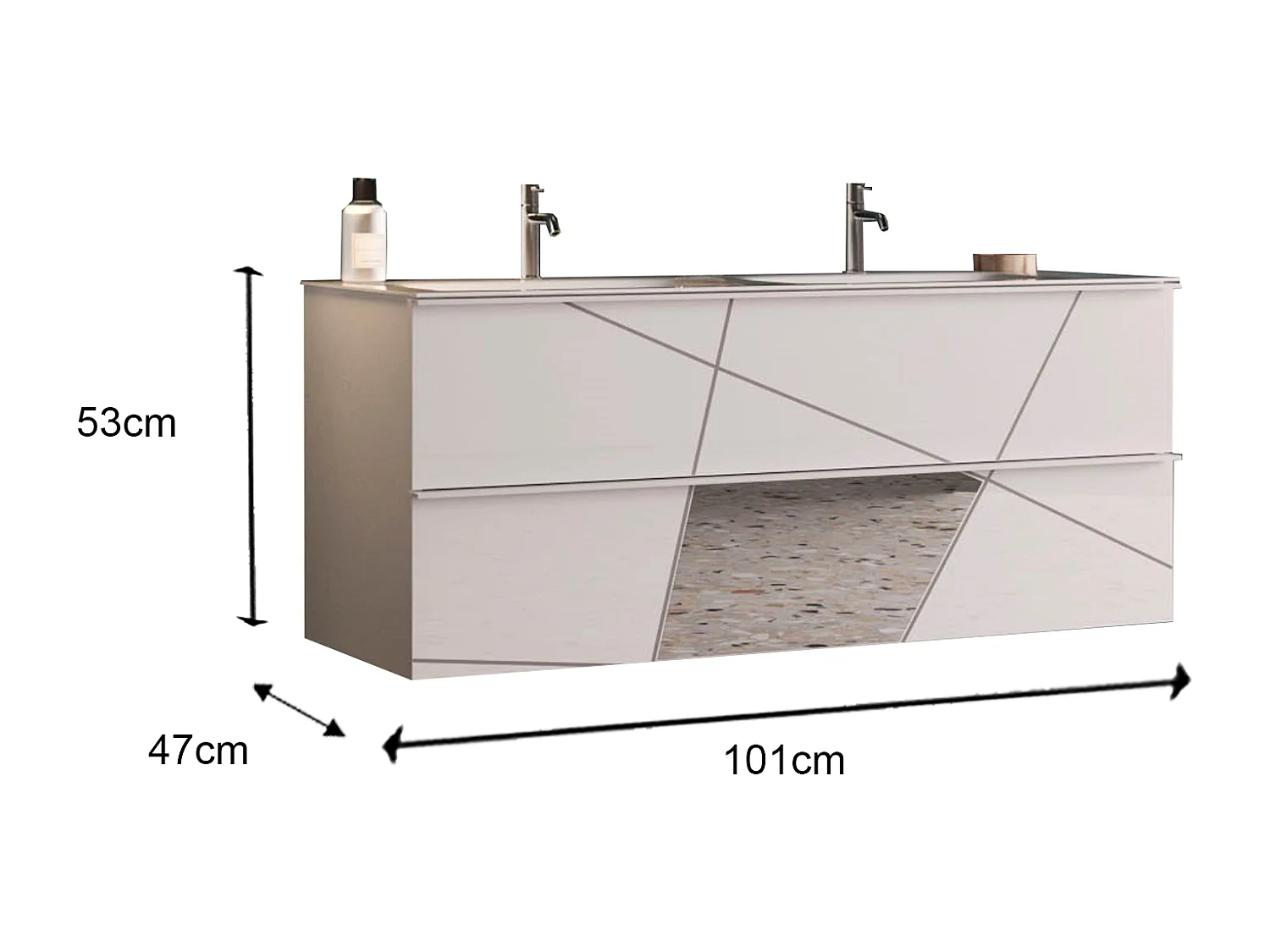 Ensemble salle de bain VITTORIA blanc brillant, 101 x 53 x 47 cm