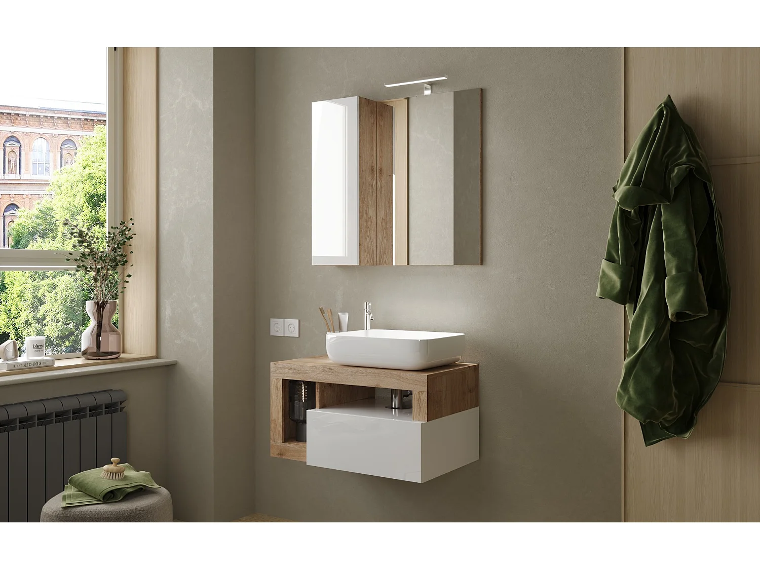 Ensemble salle de bain HAMBURG blanc brillant, Kadiz 79 x 47 x 49 cm