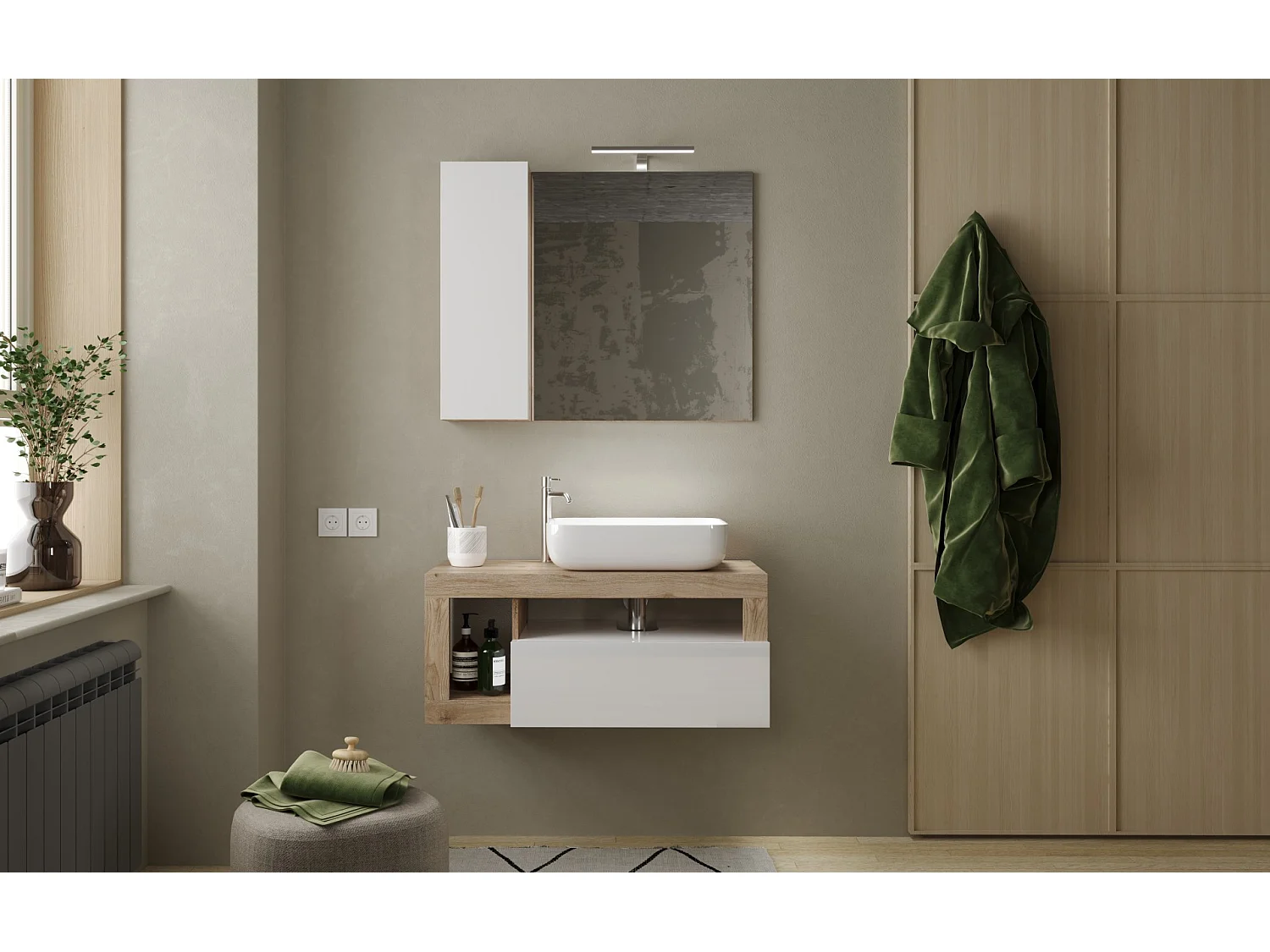 Ensemble salle de bain HAMBURG blanc brillant, Kadiz 79 x 47 x 49 cm