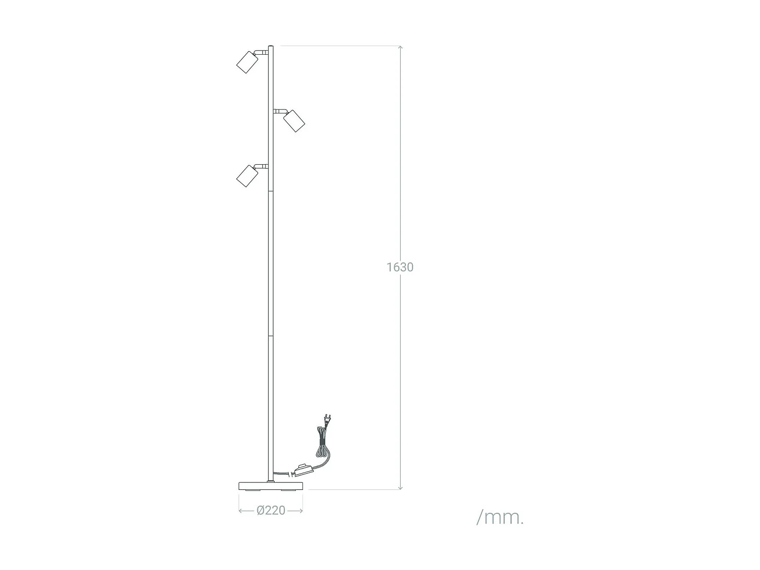Lampadaire Métal Aratz 3 Spots Noir