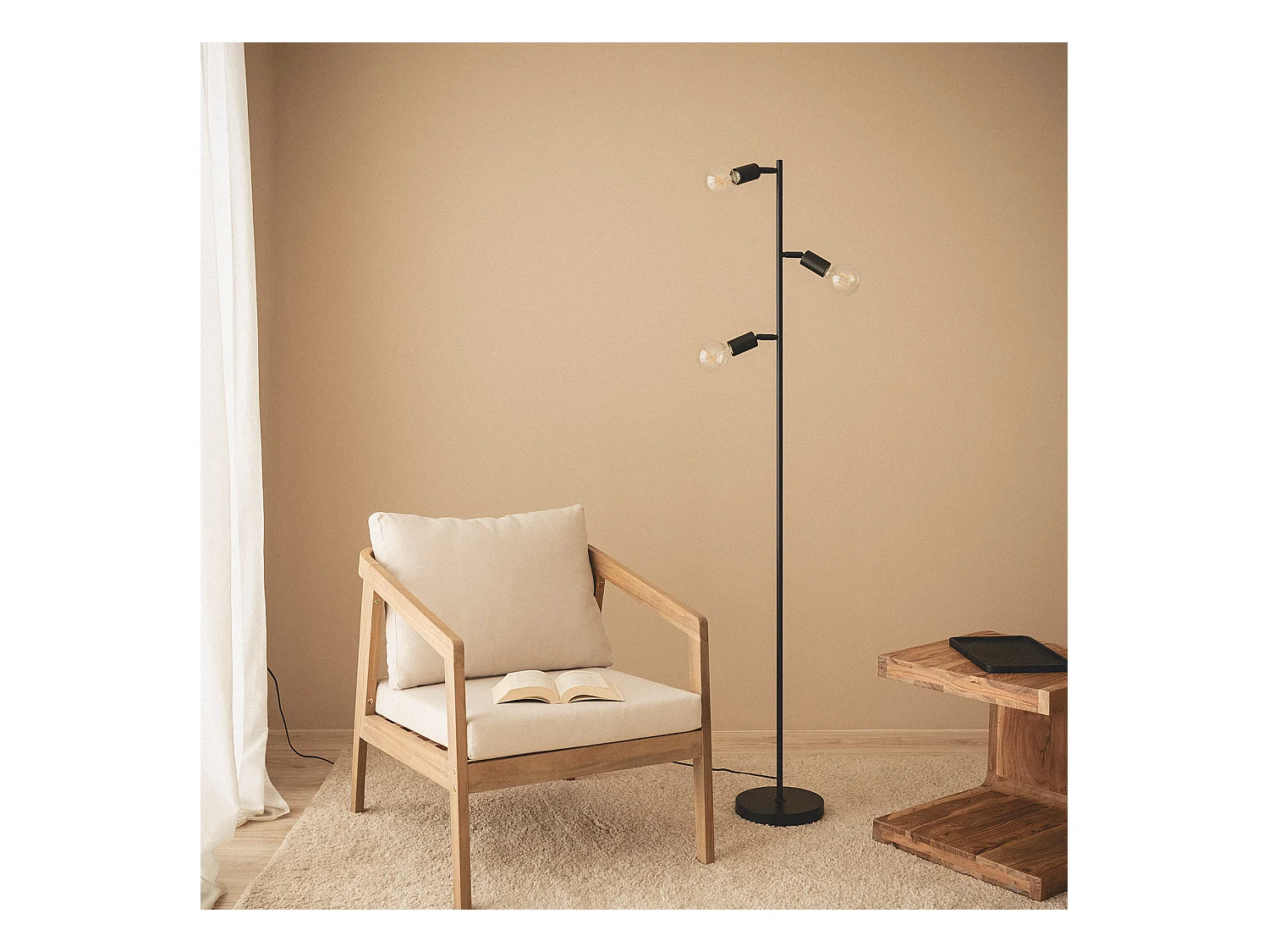 Lampadaire Métal Aratz 3 Spots Noir