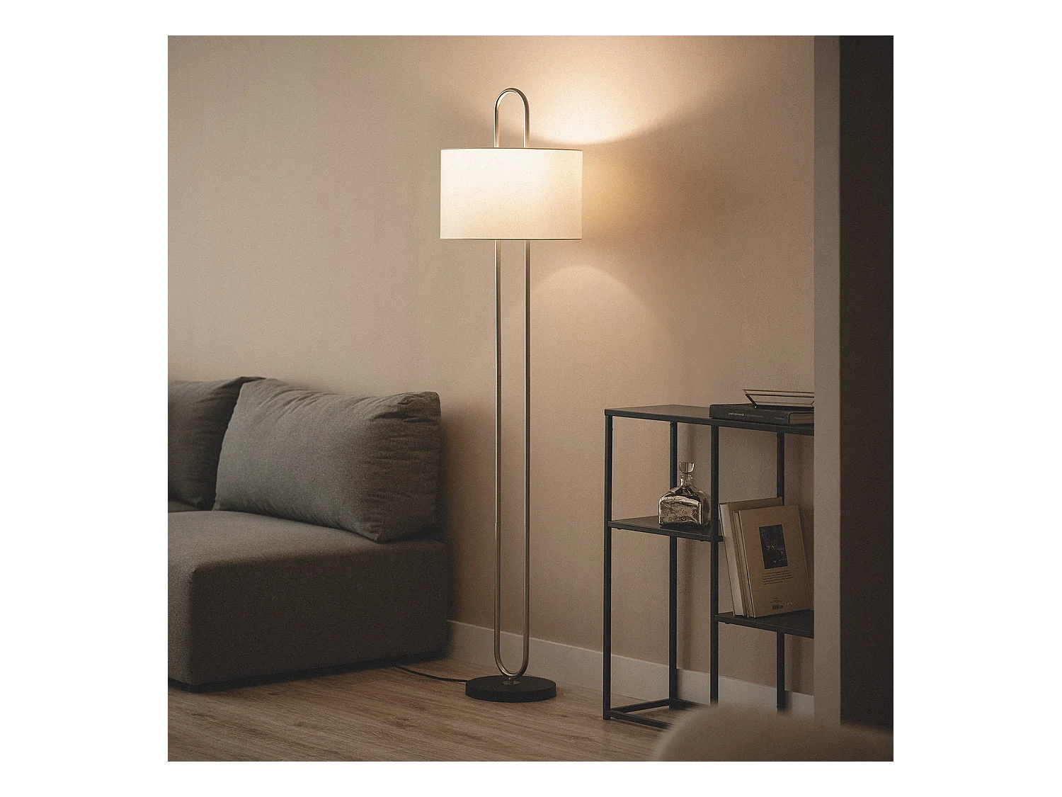 Lampadaire Métal et Tissu Duque Blanc
