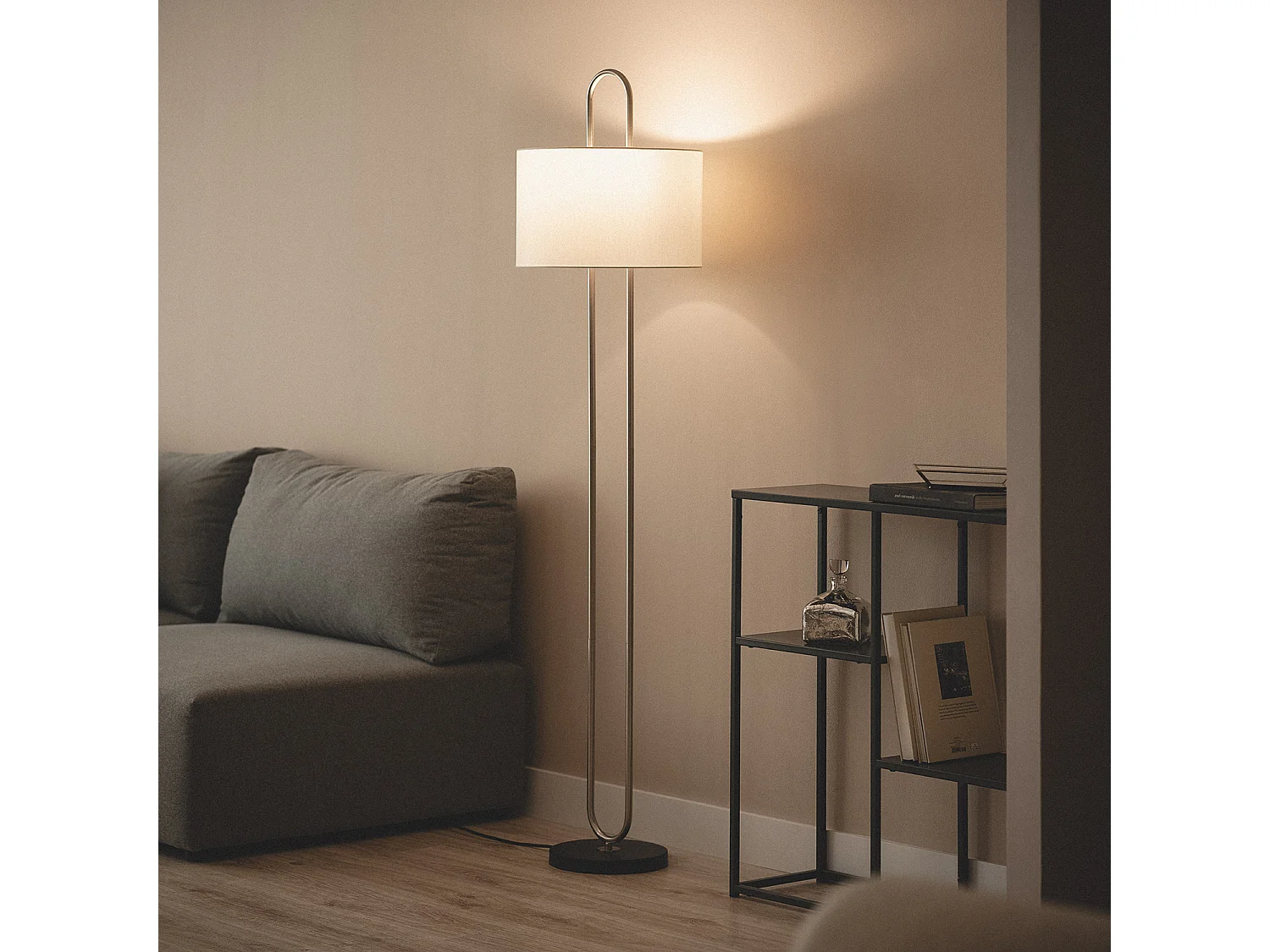 Lampadaire Métal et Tissu Duque Blanc