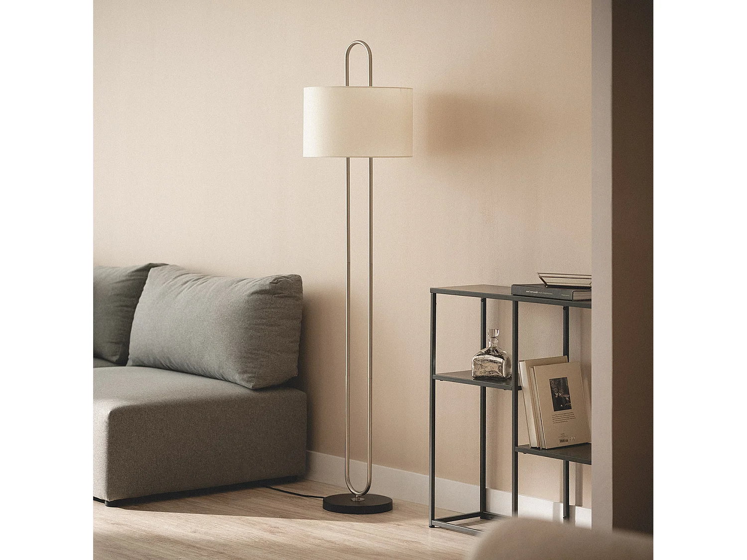 Lampadaire Métal et Tissu Duque Blanc