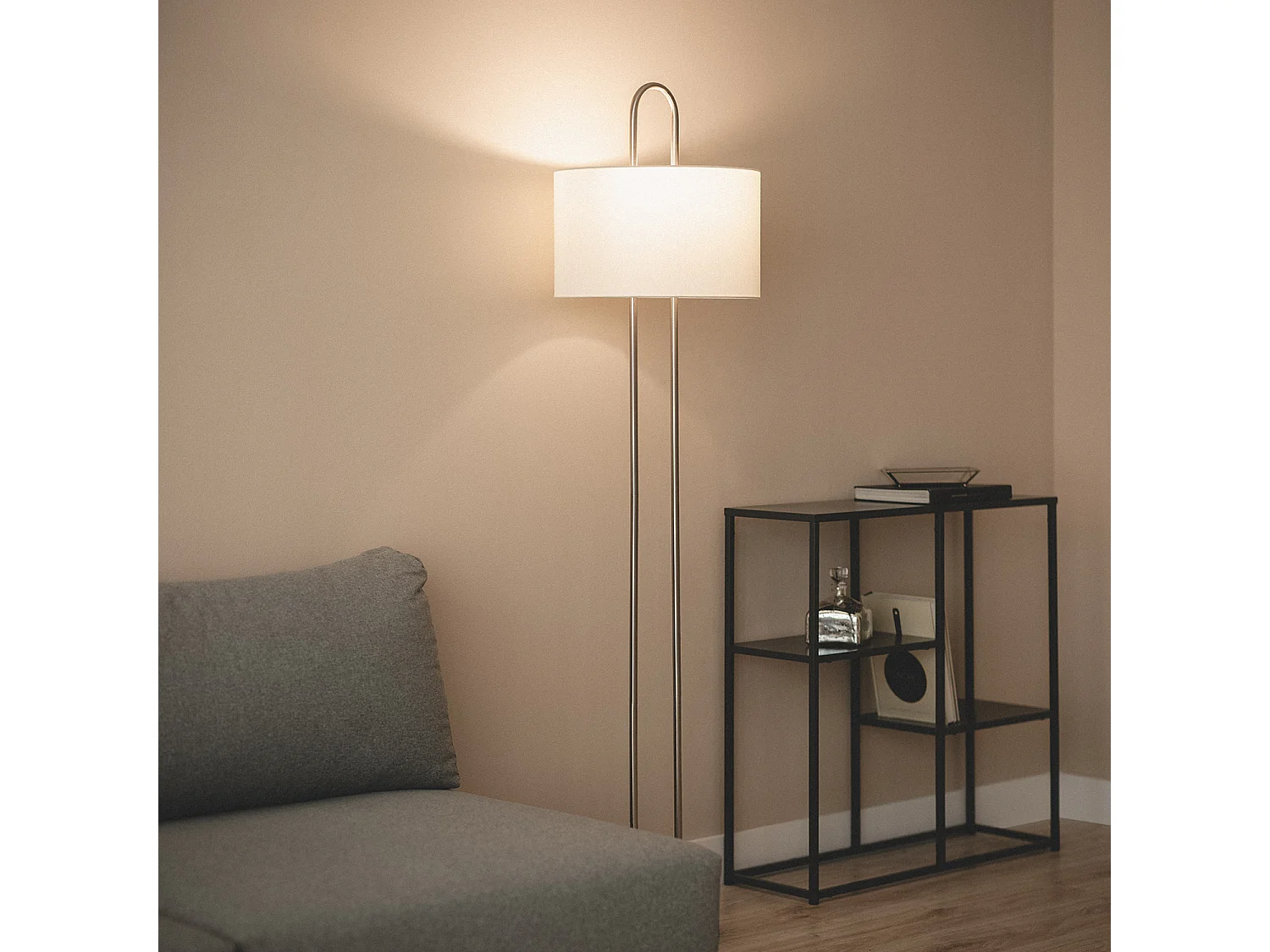 Lampadaire Métal et Tissu Duque Blanc