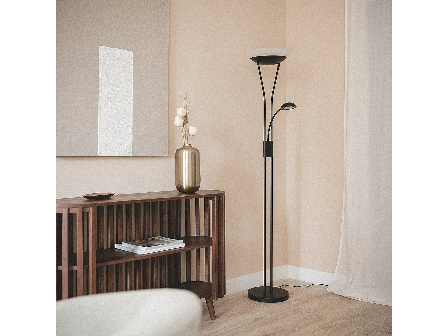 Lampadaire avec LED de Lecture Métal Ethan Noir