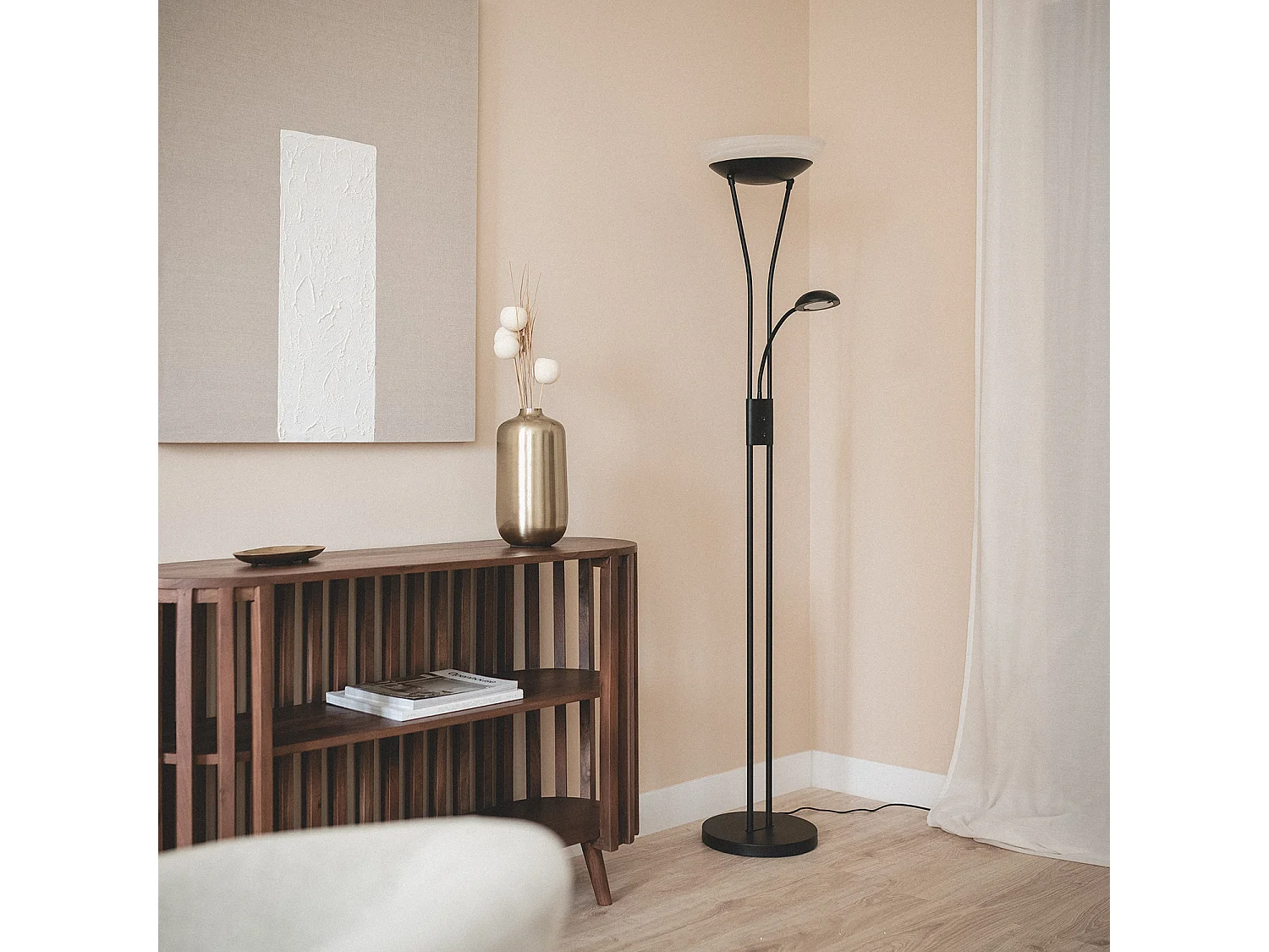 Lampadaire avec LED de Lecture Métal Ethan Noir