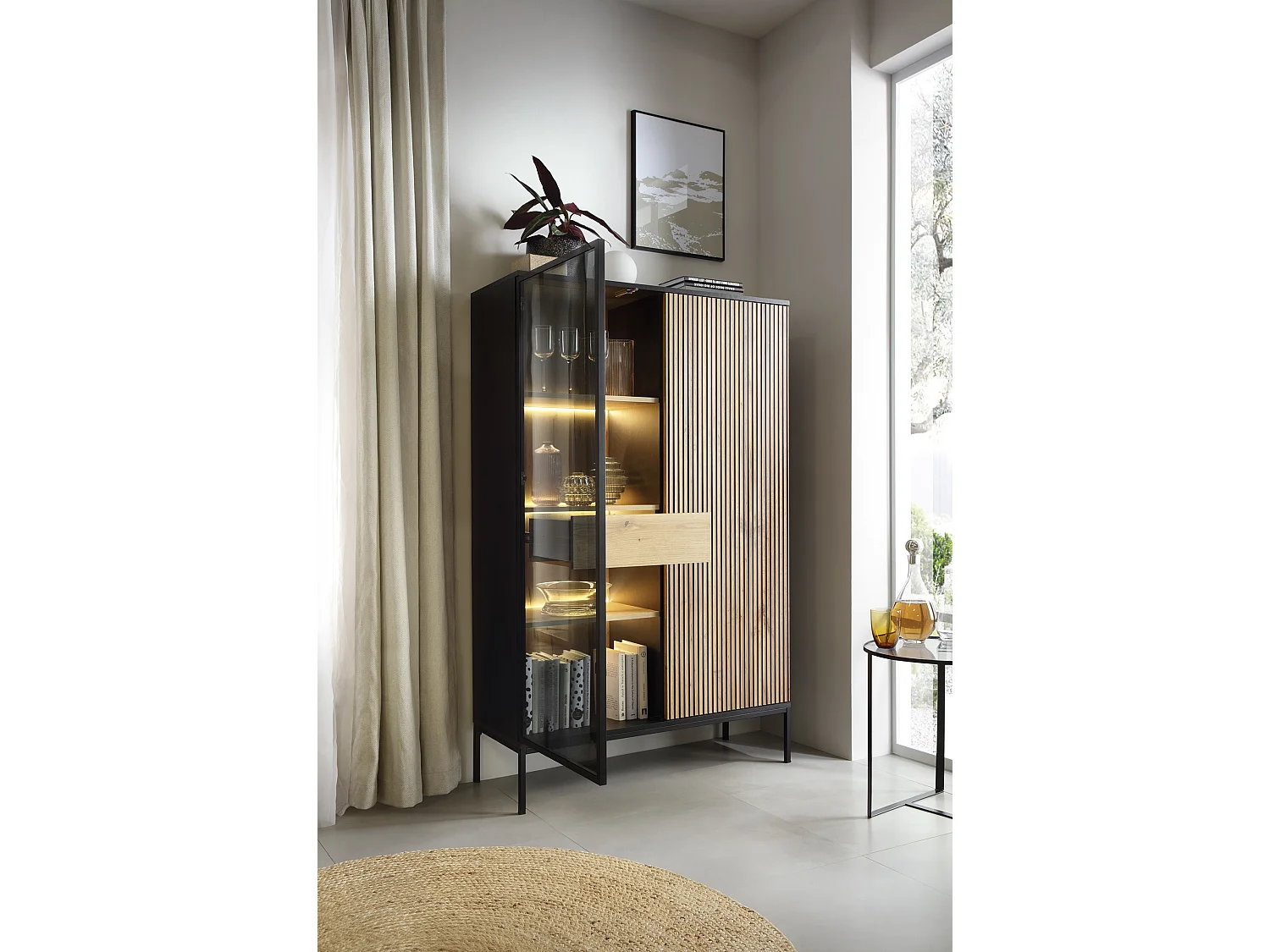 Grand Vaisselier ODENSE 104 cm chêne et noir