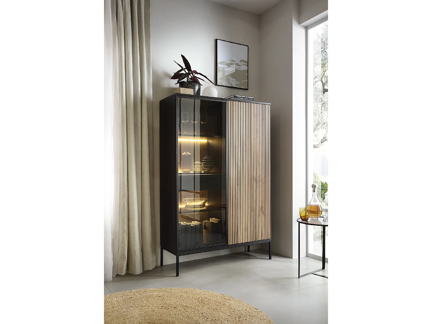 Grand Vaisselier ODENSE 104 cm chêne et noir