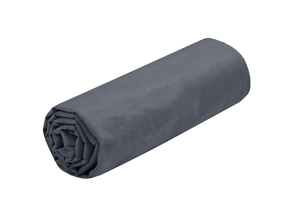 Drap housse en coton couleur ardoise 160 x 200 cm