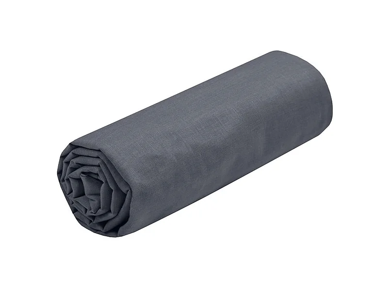 Drap housse en coton couleur ardoise 160 x 200 cm