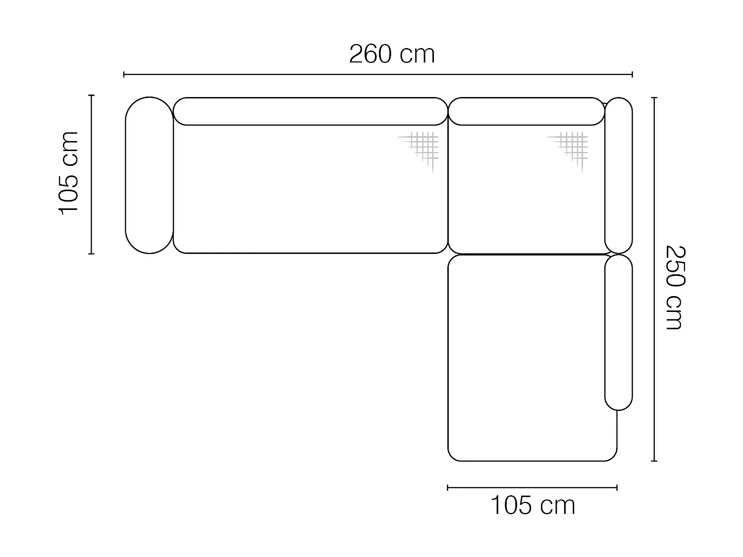 Canapé d'angle ZEUS XL 260 x 250 cm