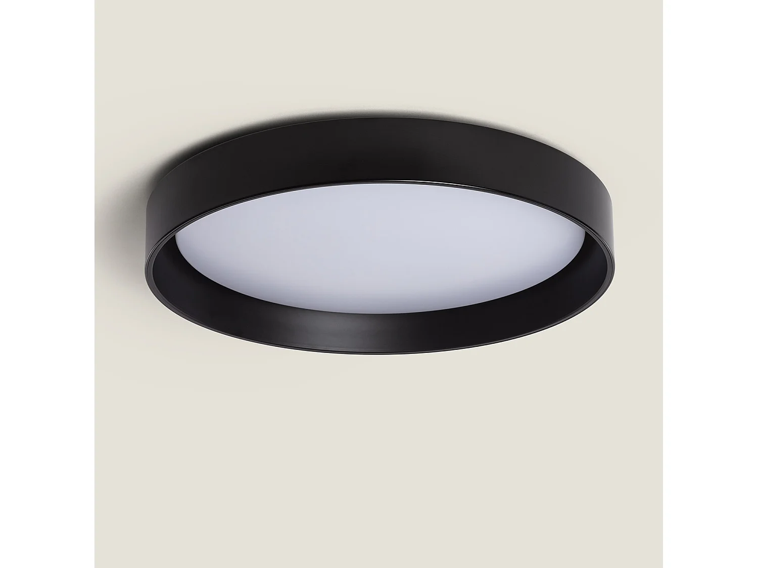 Plafonnier LED Rond Métal 30W CCT Sélectionnable Big Broadwey Ø550 mm Noir