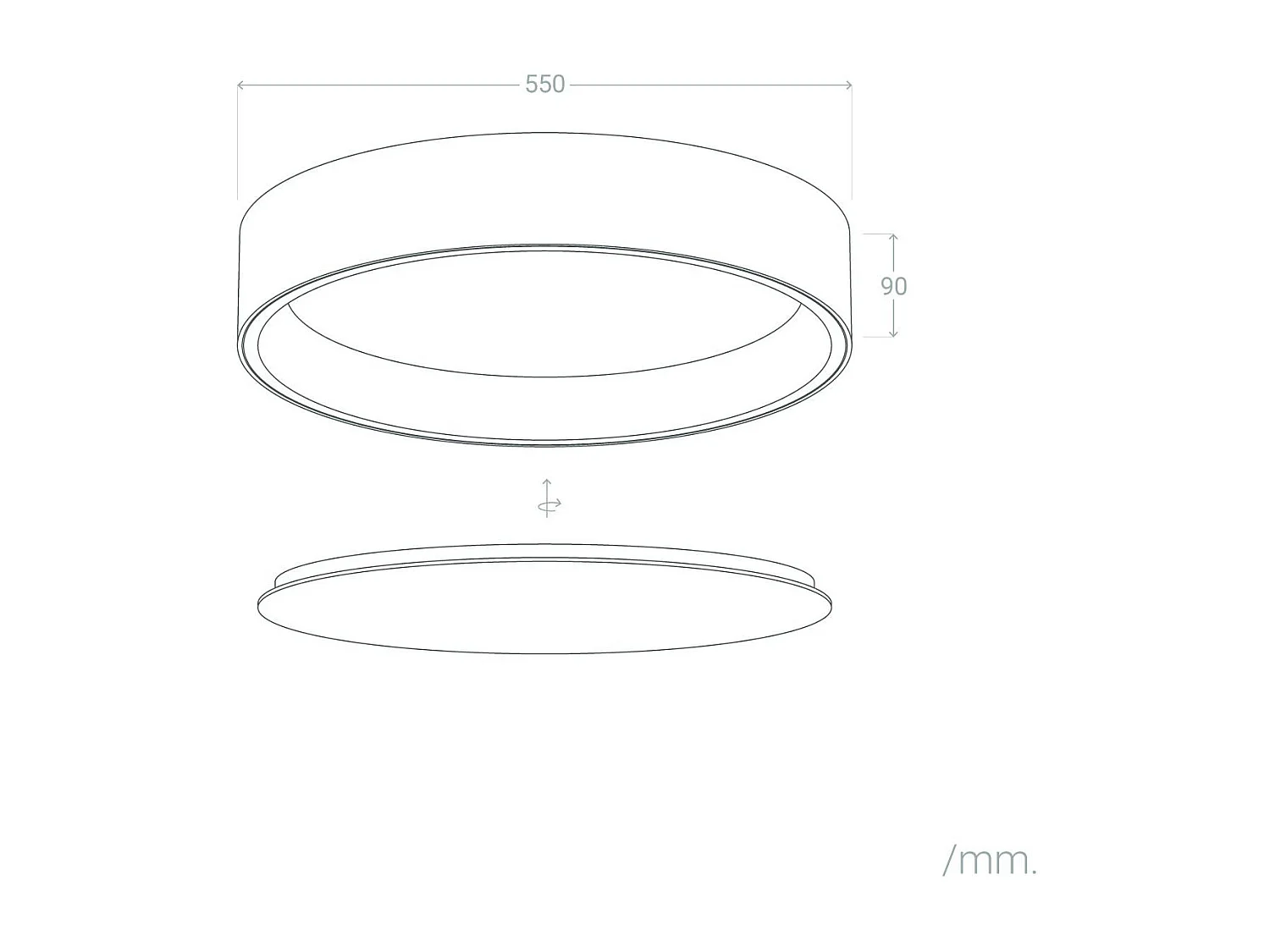 Plafón LED 30W Circular Metal Ø550 mm CCT Seleccionable Big Broadway Negro