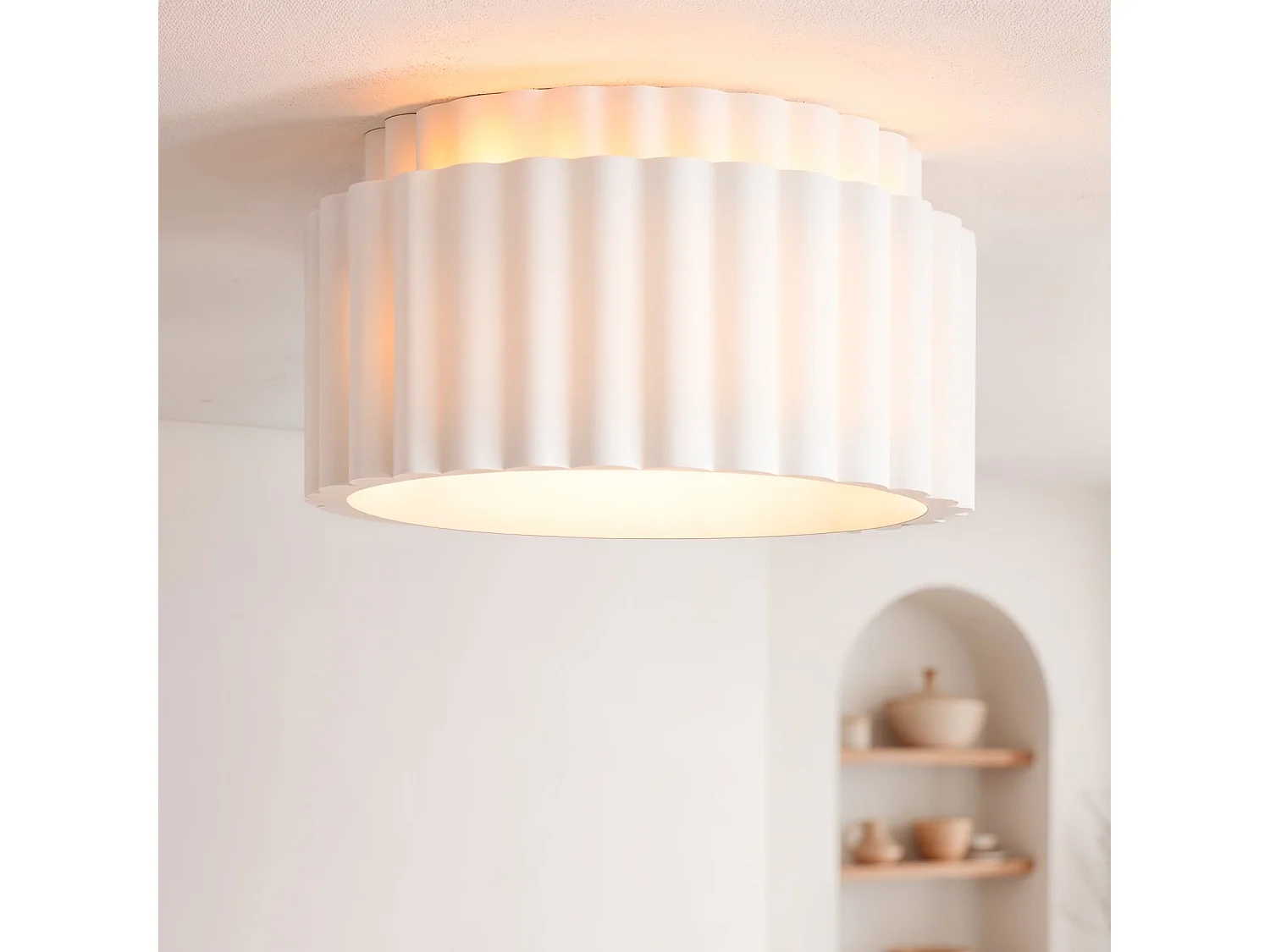 Plafonnier Plâtre Double Colum Blanc