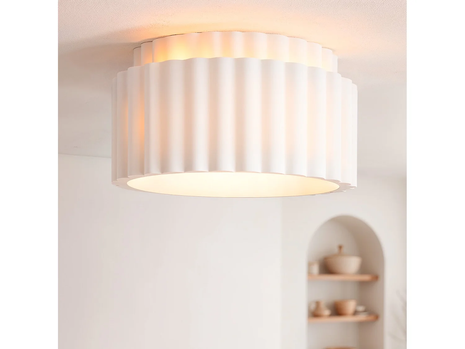 Lampada da Soffitto in Gesso Doppia Colonna Bianco