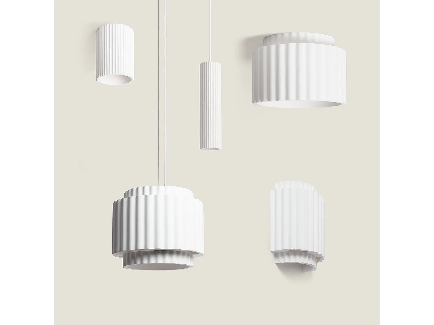 Lampada da Soffitto in Gesso Doppia Colonna Bianco