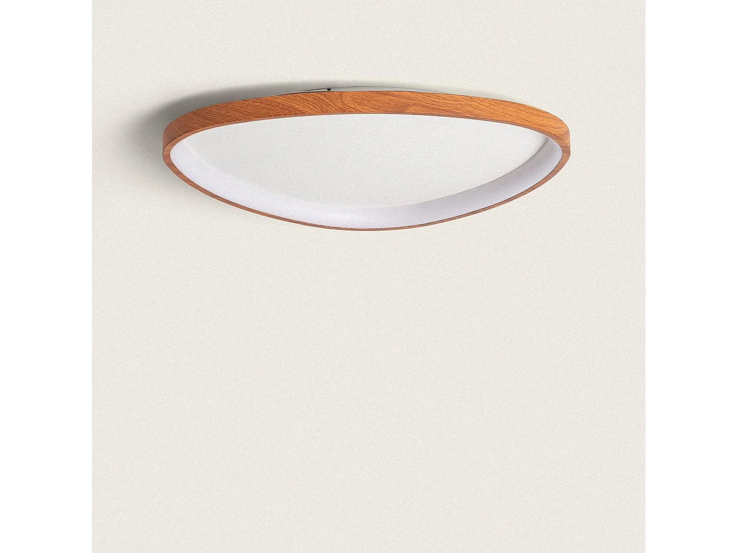 Plafonnier LED Oval 30W Métal Ø600 mm CCT Sélectionnable Owen Bois