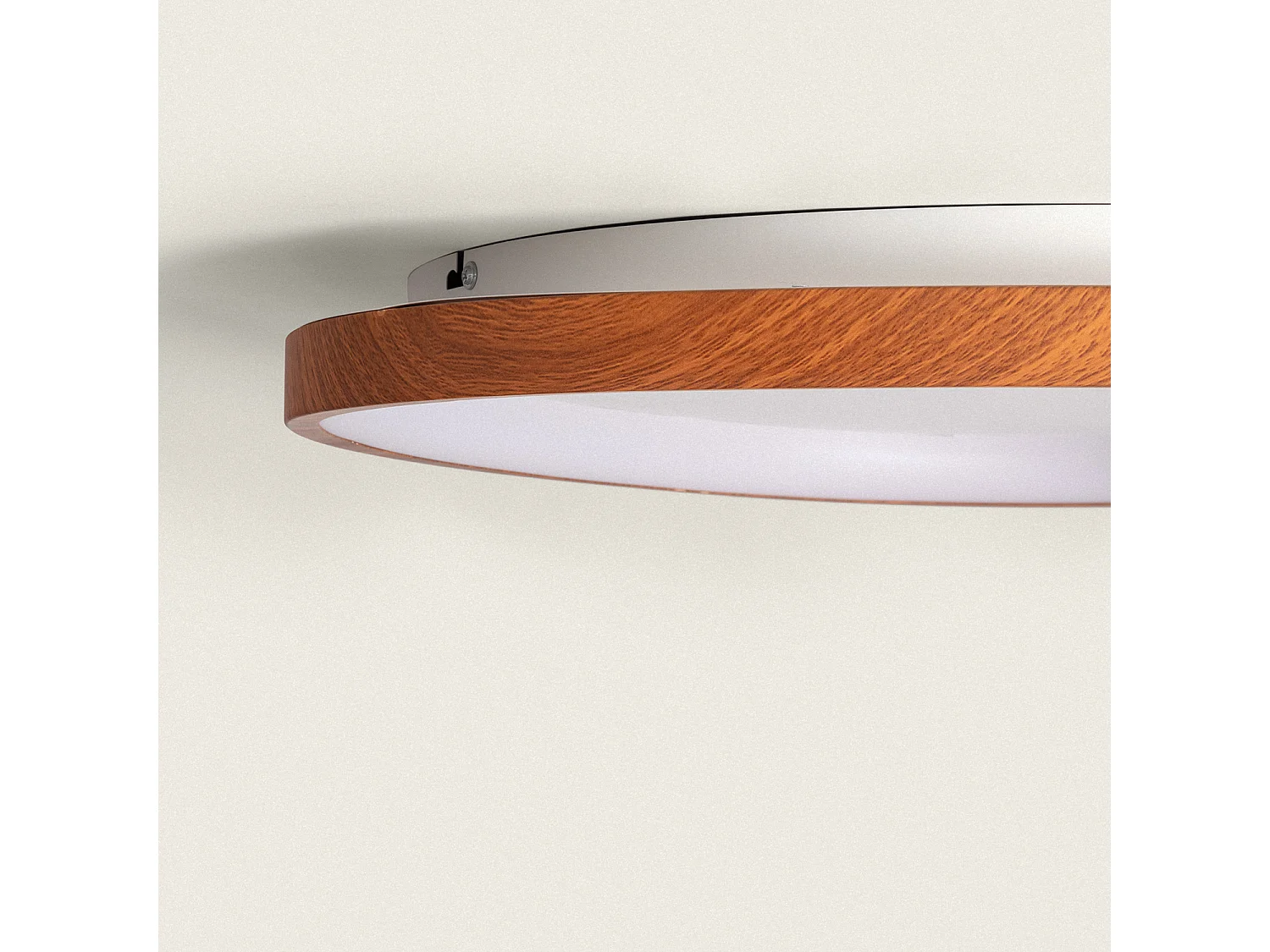 Plafonnier LED Oval 30W Métal Ø600 mm CCT Sélectionnable Owen Bois