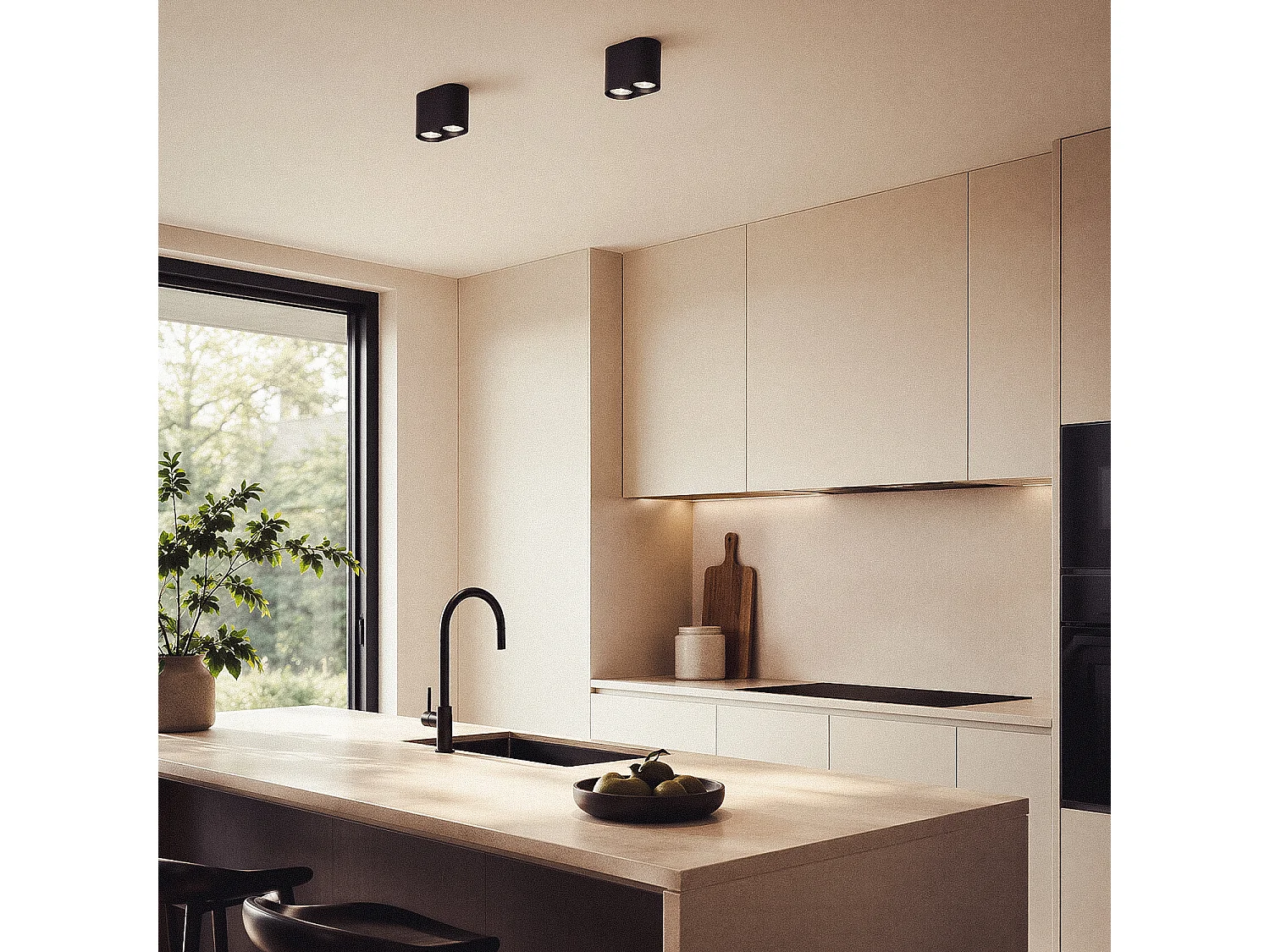 Applique da Soffitto Circolare Doppio Traxim Nero