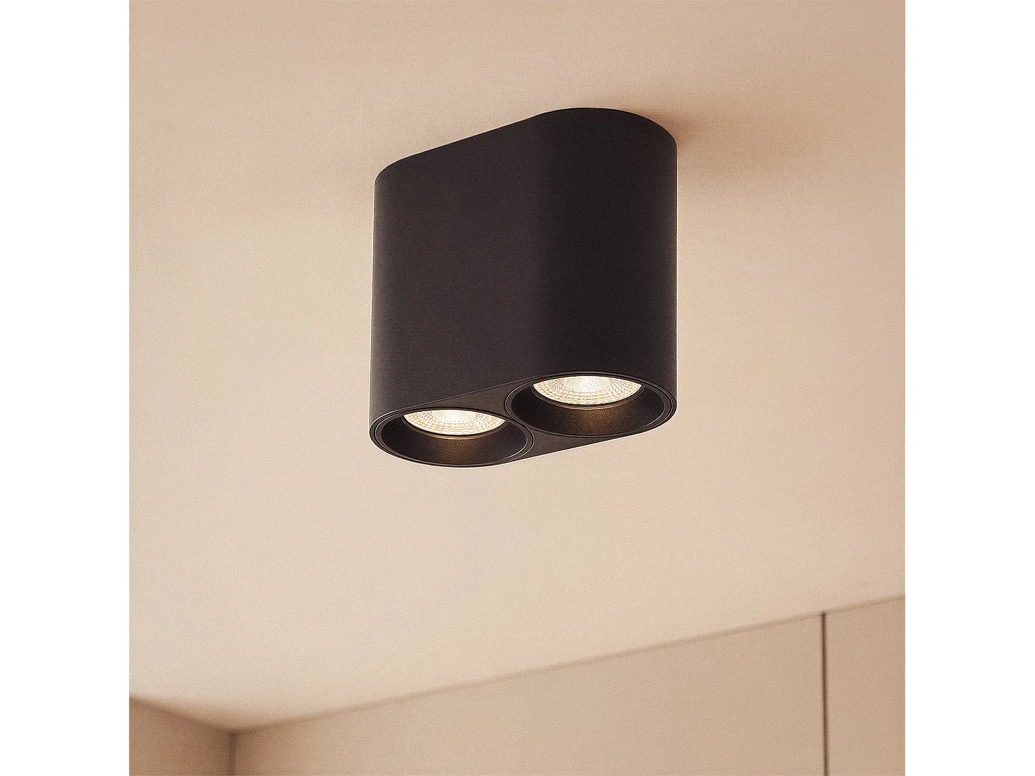 Applique da Soffitto Circolare Doppio Traxim Nero