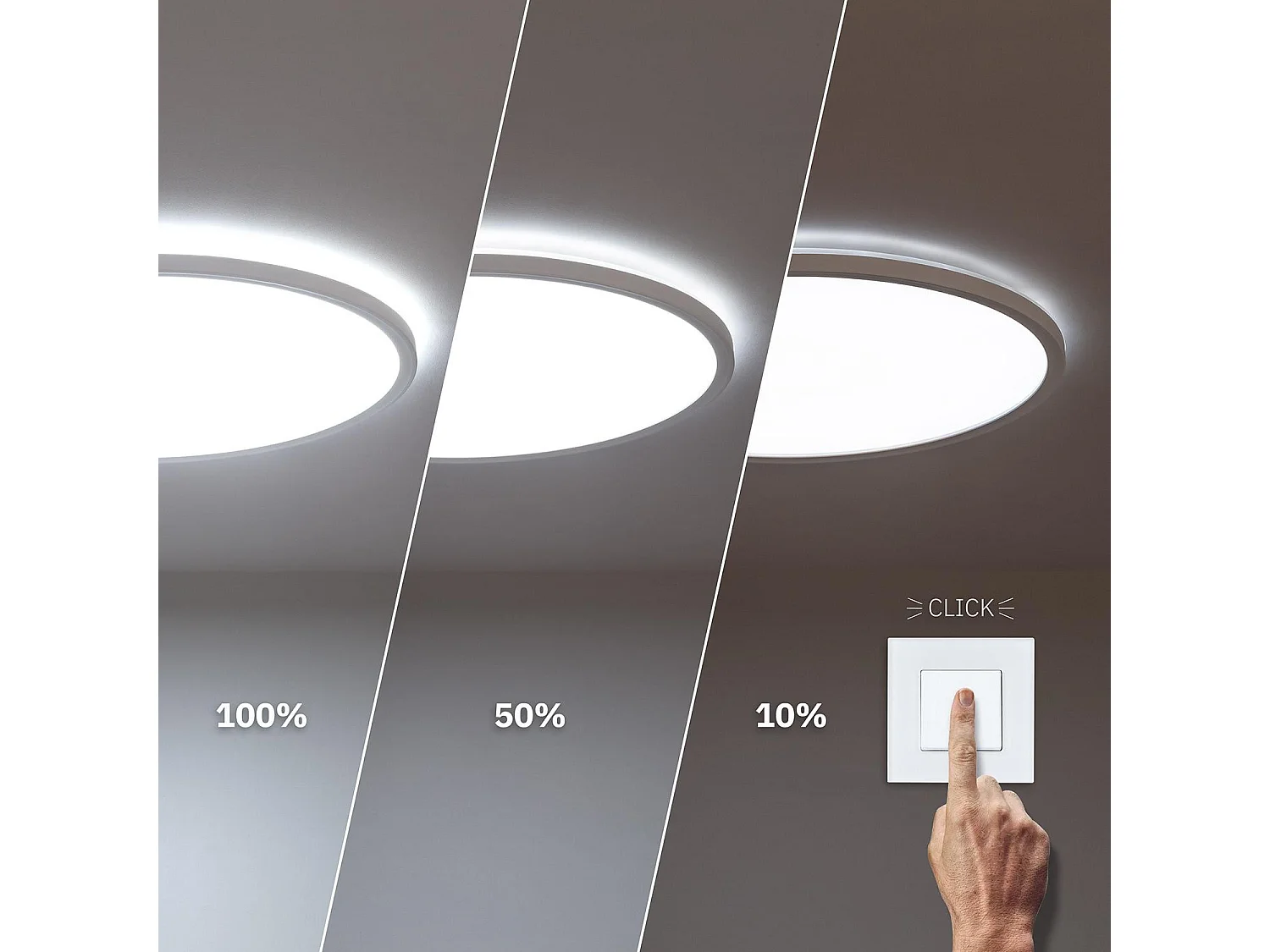 Plafonnier LED Rond Variation par Paliers 3 Niveaux SwitchDimm 24W Double Face Ø420mm 4000K Blanc neutre