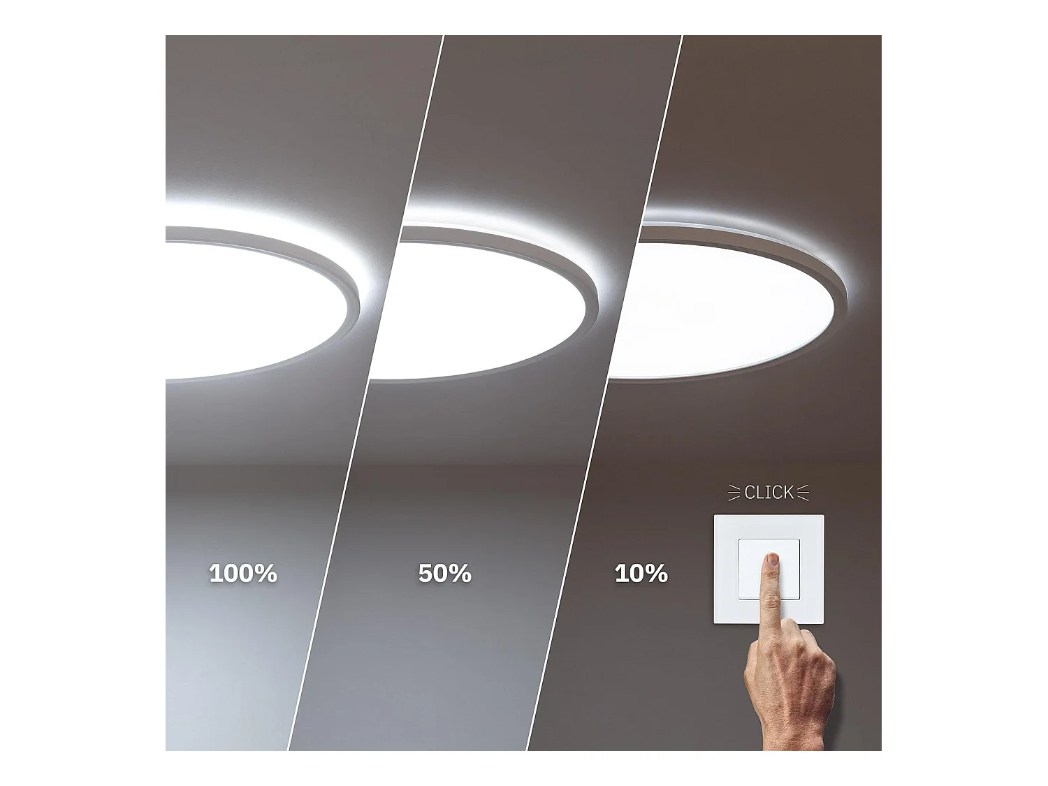 Plafonnier LED Rond Variation par Paliers 3 Niveaux SwitchDimm 24W Double Face Ø420mm 4000K Blanc neutre