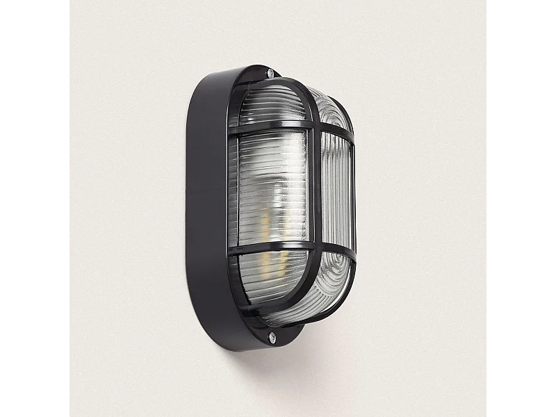 Plafonnier Extérieur Ovale 205x120 mm Hublot Kildare Noir Noir