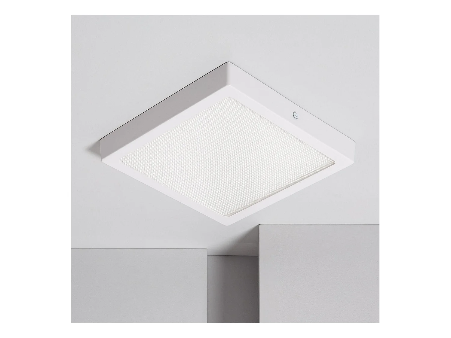 Plafoniera LED 18W Quadrata Superslim (CRI90) Microprismatica CCT Selezionabile (UGR17) 205x205 mm Selezionabile (Caldo-Naturale-Freddo)