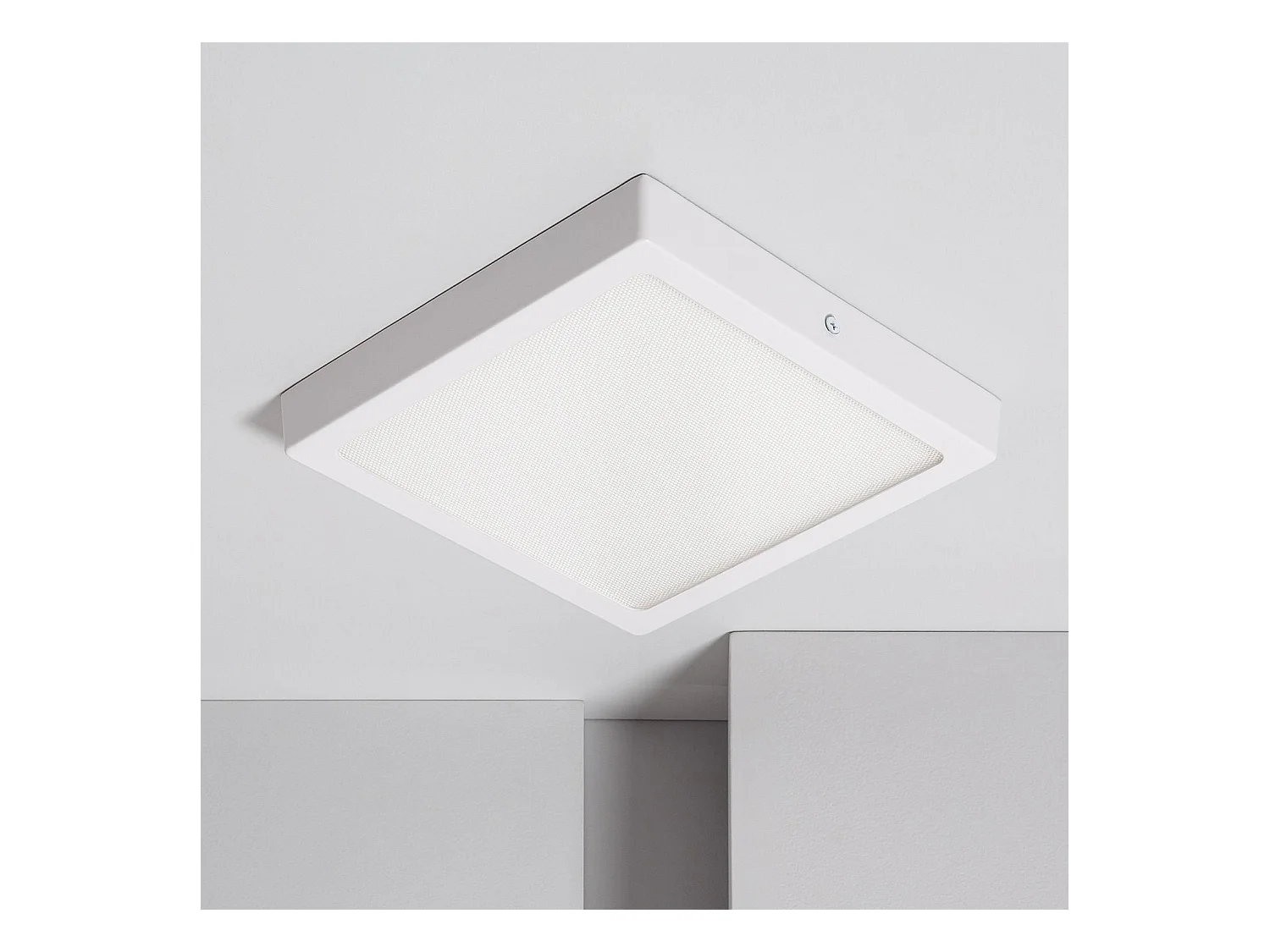 Plafonnier LED Carré 18W Extra-Plat (CRI90) Microprismatique CCT Sélectionnable (UGR17) 205x205 mm Sélectionnable (chaud-neutre-froid)
