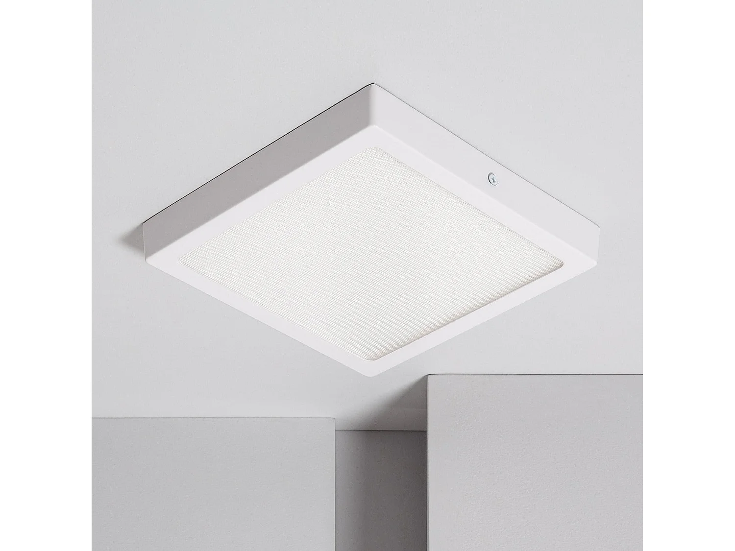 Plafonnier LED Carré 18W Extra-Plat (CRI90) Microprismatique CCT Sélectionnable (UGR17) 205x205 mm Sélectionnable (chaud-neutre-froid)