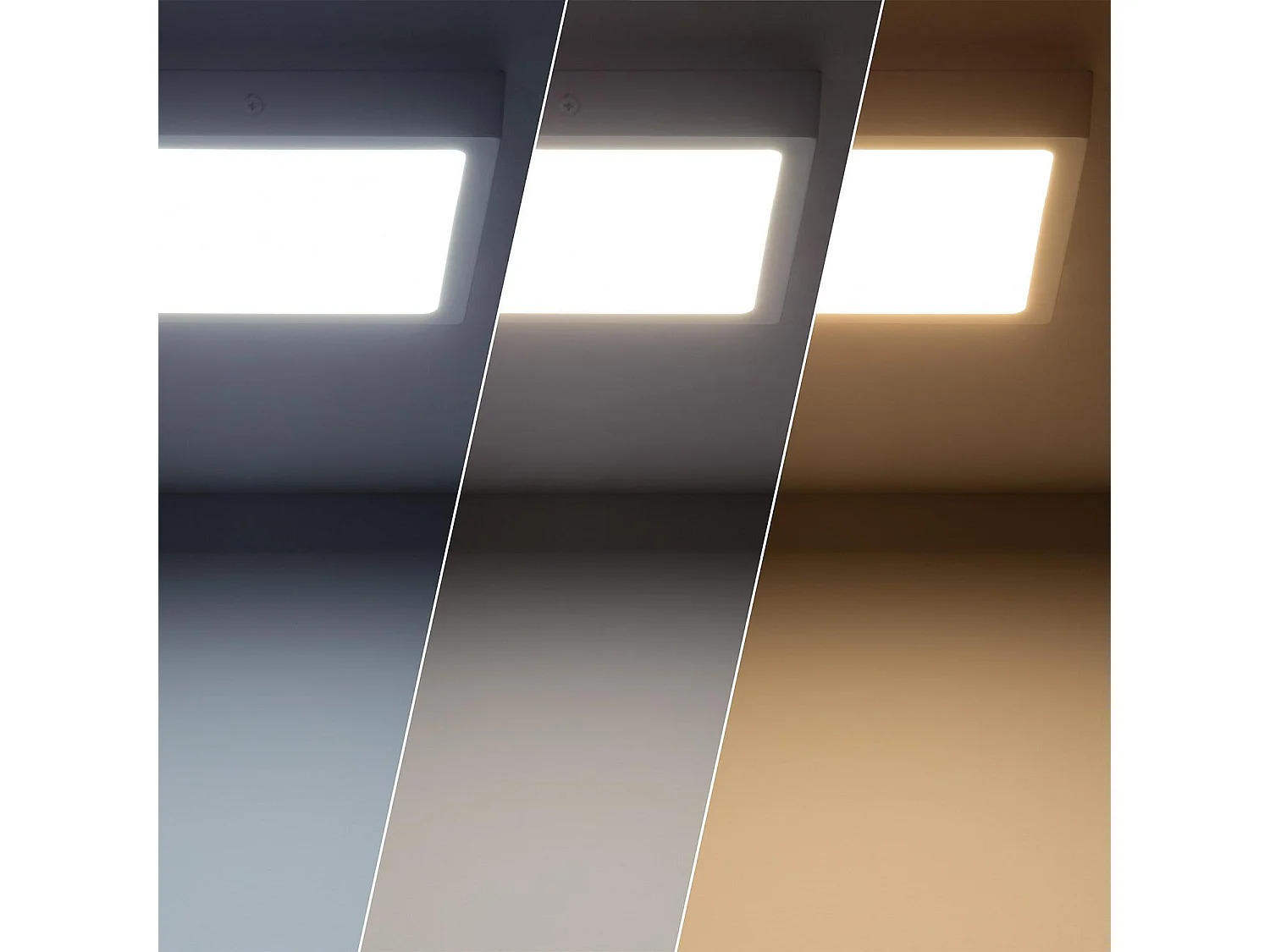 Plafonnier LED Carré 18W Extra-Plat (CRI90) Microprismatique CCT Sélectionnable (UGR17) 205x205 mm Sélectionnable (chaud-neutre-froid)