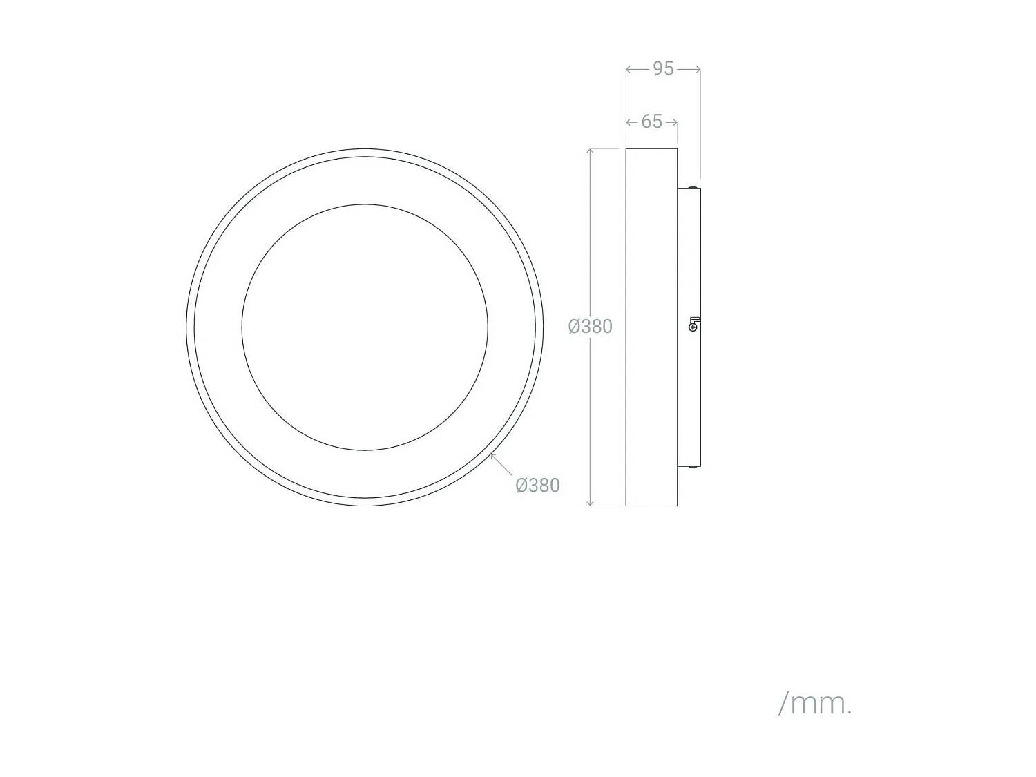 Plafonnier LED Rond 30W Métal Ø380 mm CCT Sélectionnable Jacob Noir