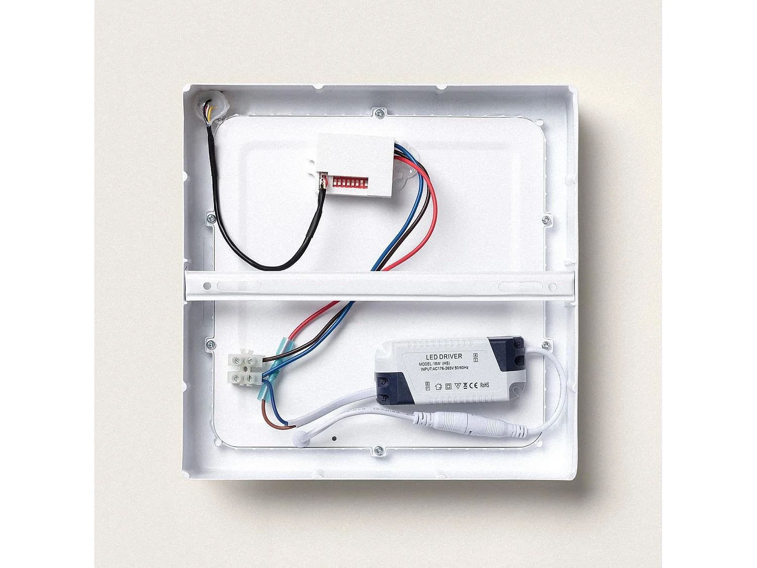 Plafonnier LED Carré avec Détecteur de Présence PIR 18W 225x225 mm Blanc Neutre 4000K - 4500K