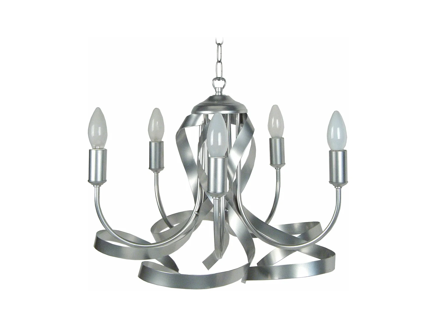 Lustre flame bandes métal aluminium 70 cm.