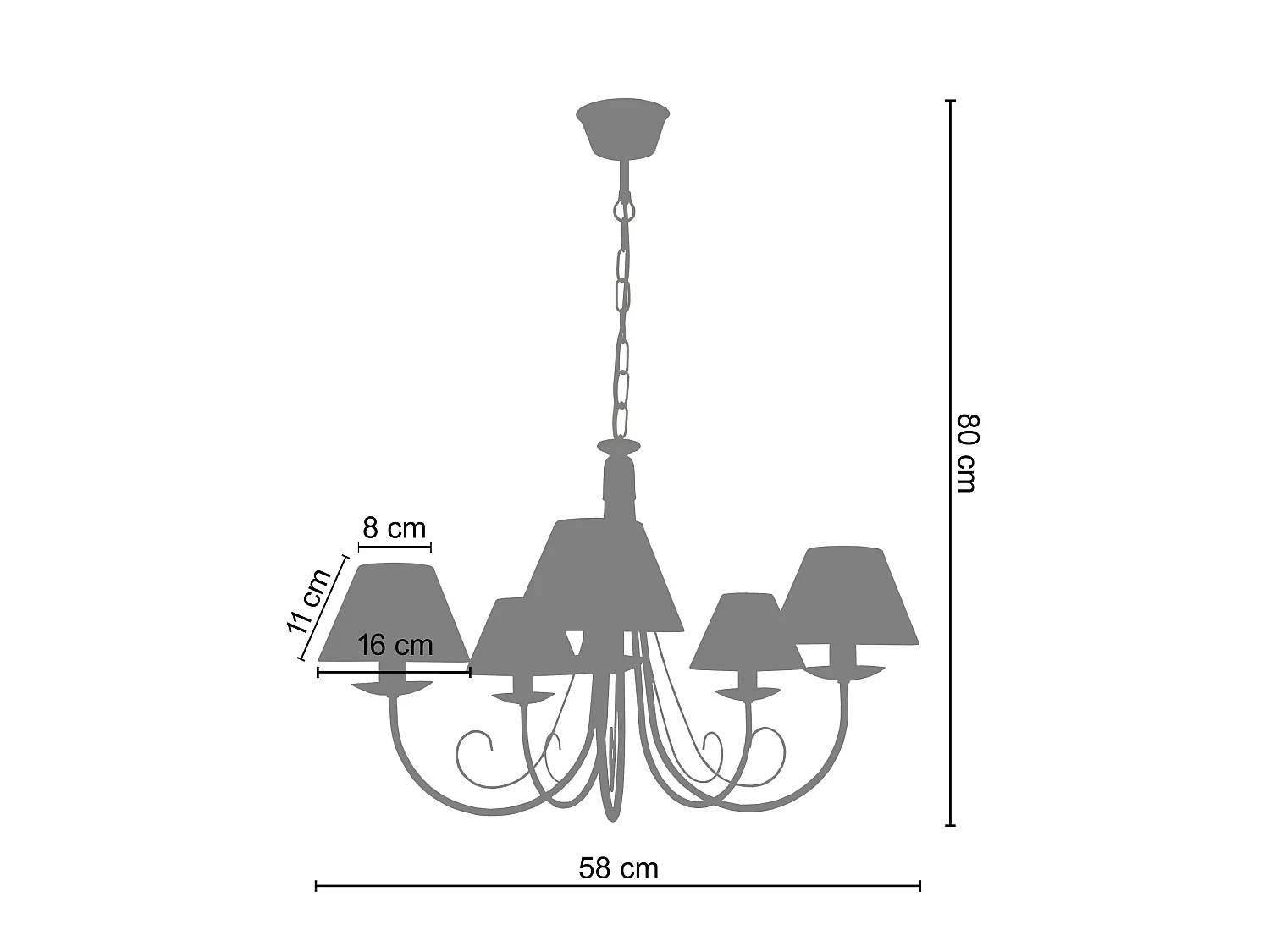 Lustre TOSEL CÔTE D'IVOIRE A tecido braço marfim D58 x  H80  cm