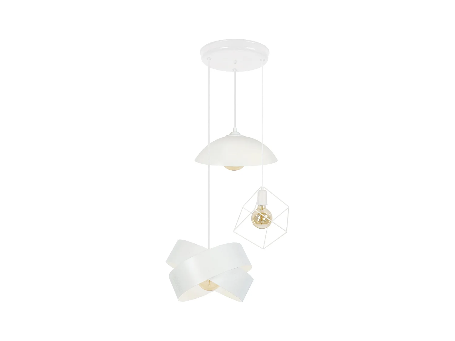 Lustre TOSEL ,métal,Blanc , H 90xD40xP40cm