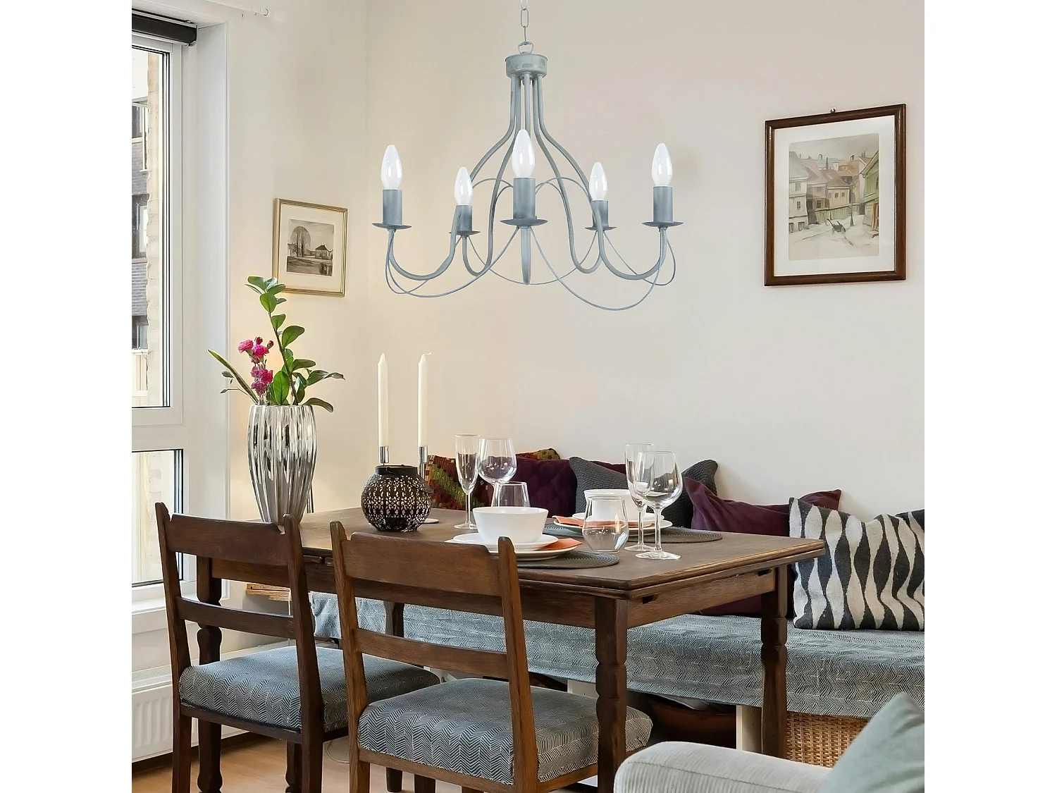 Lustre TOSEL ,métal,Gris ,H80xD64xP64cm
