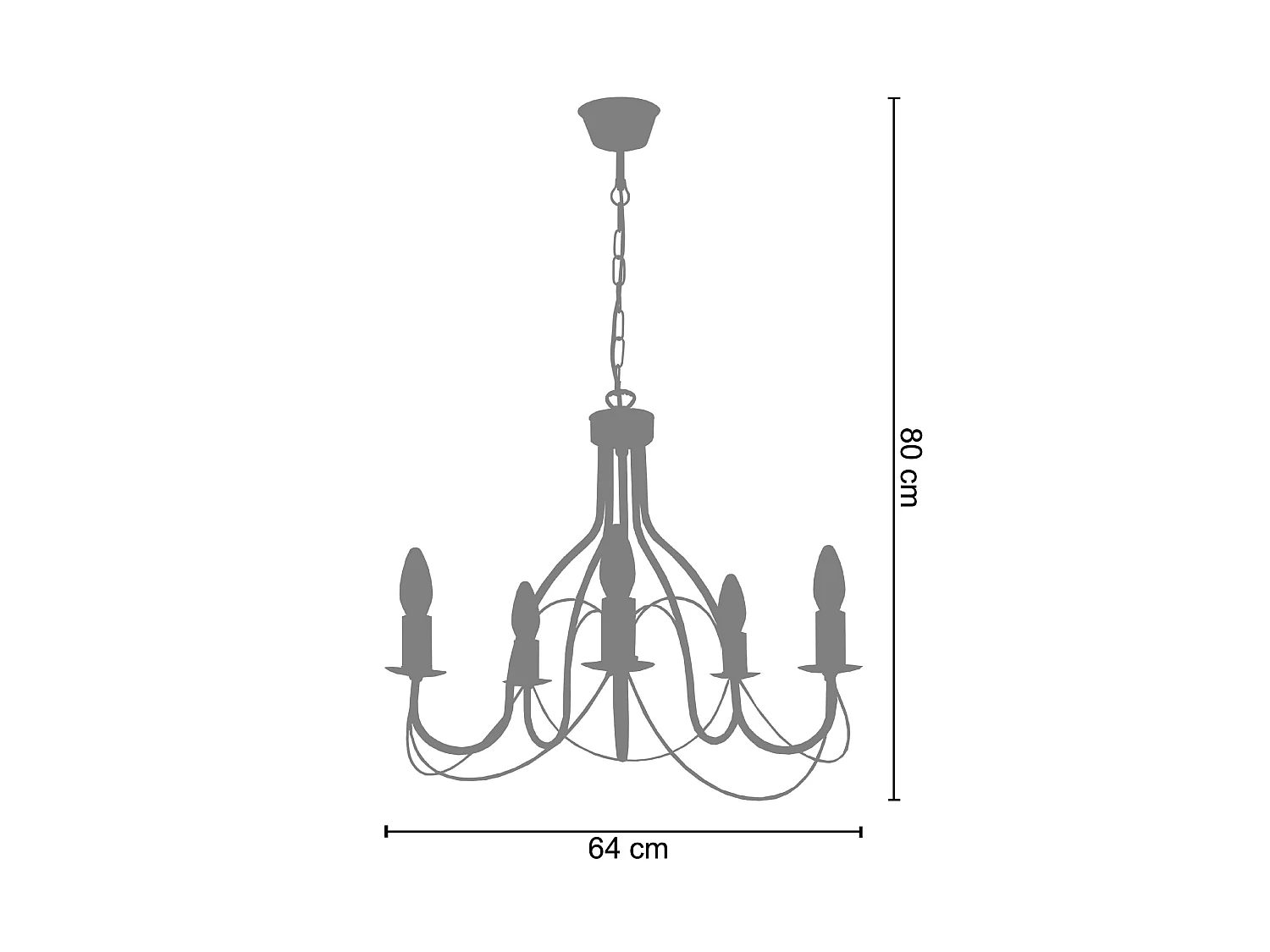 Lustre TOSEL ,métal,Gris ,H80xD64xP64cm