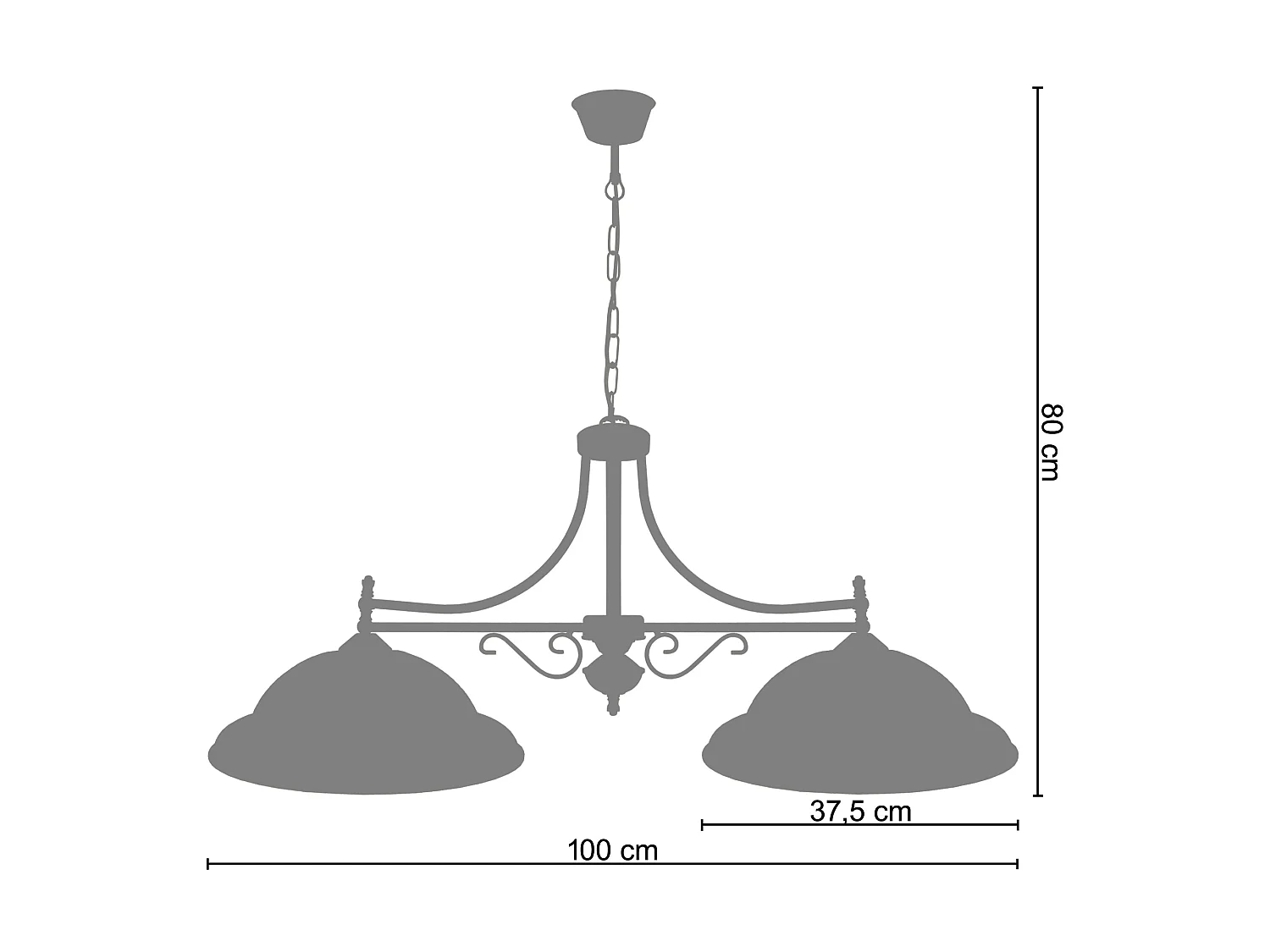 Lustre TOSEL ,métal,Doré ,H80x D 40xP100cm